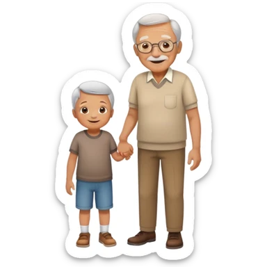 grandpa holding hands with a small child, cheerful and caring sticker