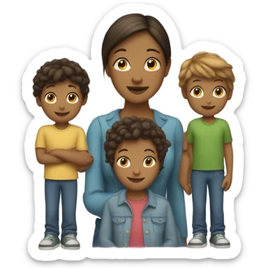 mom with 3 children (a teen and two small children) sticker