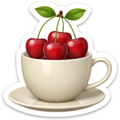 5pcs Fruit Cherry red on a cup. Fucos camera on the top of the cup sticker