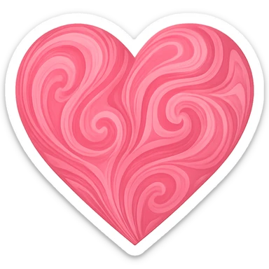 heart with a swirling flamingo pink pattern, digital illustration, no background sticker