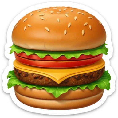 veggie burger emoji with green lettuce, tomato, veggie patty, whole wheat bun sticker