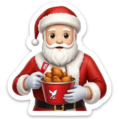 santa holding a bucket of "KFC" chicken sticker