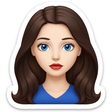 Woman with fair skin long brunette hair dark blue eyes and full lips sticker