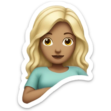 White Girl laying in bed sticker