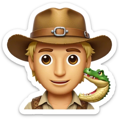 Cinematic Realistic Crocodile Dundee Pop Culture Emoji, depicted with rugged charm and adventurous spirit rendered with lifelike detail and cinematic lighting. sticker