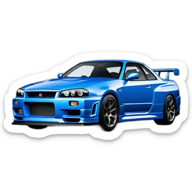 Blue Nissan Skyline GTR R34 sticker