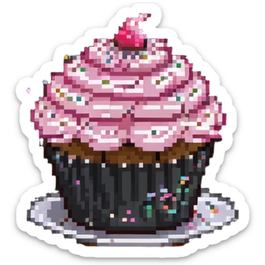 cupcake with pink icing and sprinkles sticker