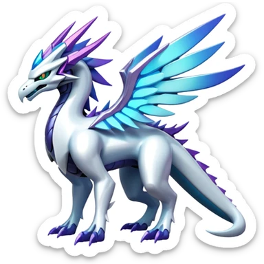 Colorful Futuristic Modern Epic Legendary Shiny Cyber-Suicune-Dialga-Reshiram-Creature, (full body) sticker