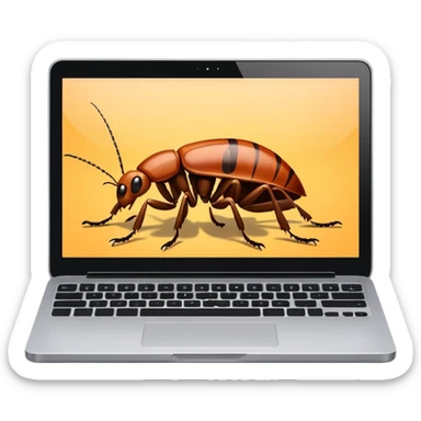 an open laptop with cockroaches crawling on it sticker