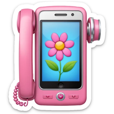 pink girly phone framed flower picture sticker