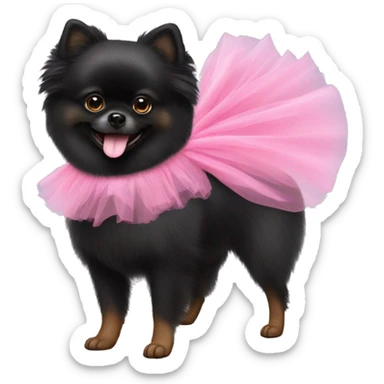 black Pomeranian with a pink tutu  sticker