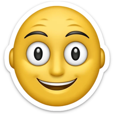Crea un'emoji di EMON, robottino simpatico, stile cartoon piatto, colori nero, bianco e giallo, espressione felice con sorriso grande, occhi luminosi. PNG trasparente, 128x128 px, chiaro e leggibile.
 sticker