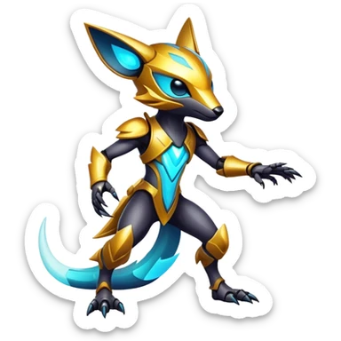 Shiny Epic Edgy Cool Colorful Vibrant Modern Vernid-Protogen-creature-animal, full body  sticker