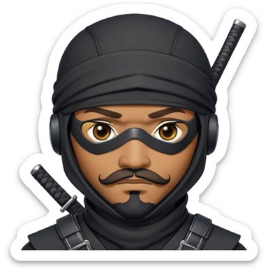 african-american ninja mercenary android with mustache and eye-patch sticker