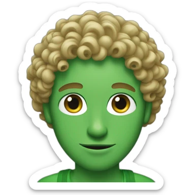 white man with curly hear , green eyes sticker