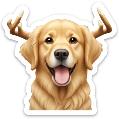 little golden retriver with deer antler  sticker
