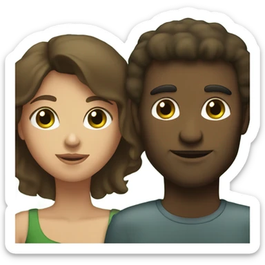 brunette brown eyed woman next to green eyed man sticker