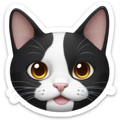 Tuxedo cat with a half white mustache sticker