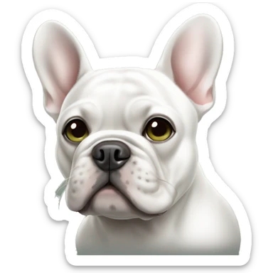 French bulldog white with dark brown and greenish grey eyes sticker
