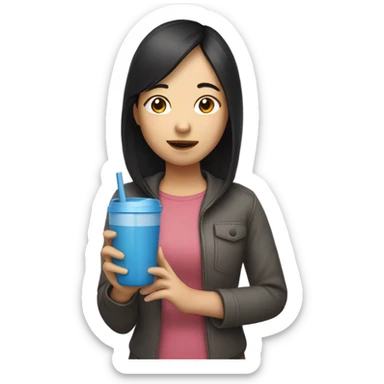 a asian girl with tumbler sticker