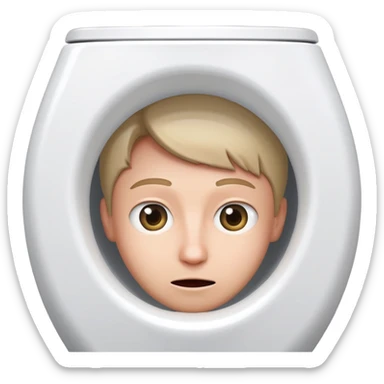 Toilet bowl with a human head peeking out from inside sticker