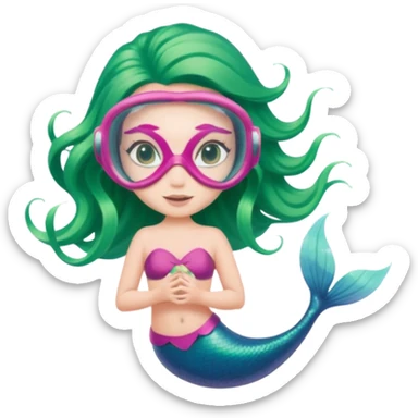 Mermaid wearing a light pink snorkel mask sticker