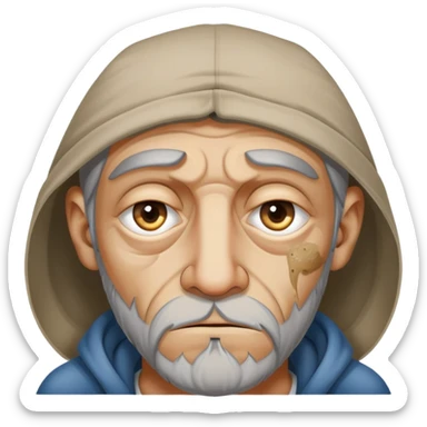 Homeless dirty man High on drugs no sleep veiny eyes irritated eyes allergies sticker