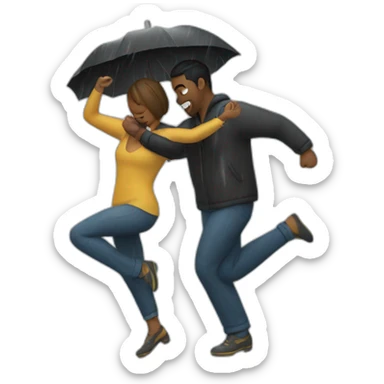Couple dancing in heavy rain sticker