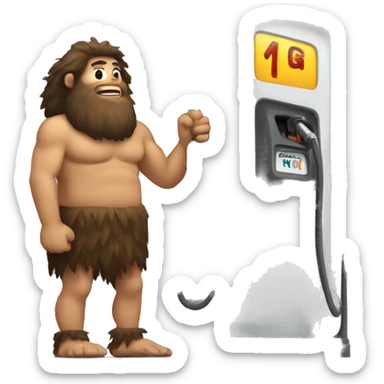 Caveman pumping gas sticker