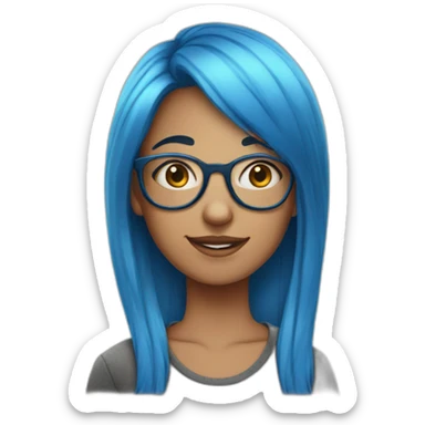 Girl with blue hair, glasses and freckles sticker