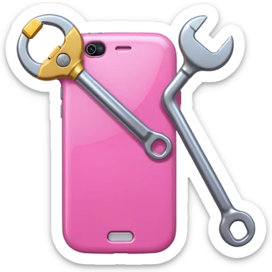 pink girly cellphone with a cute wrench sticker