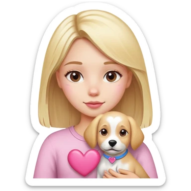 Dog and chill girl blond hair and pink heart  sticker