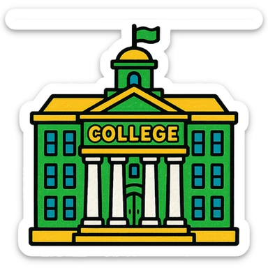 college building, classic look, green gold and white color scheme, elegant lines, decorative details sticker