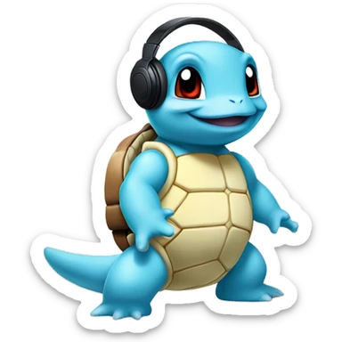 Squirtle listening to music sticker