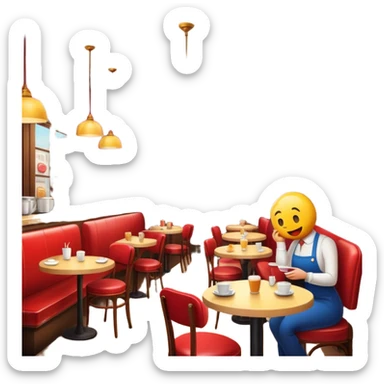 Cinematic Realistic Caf√© Culture Pop Culture Emoji, showcasing a vibrant French caf√© scene rendered with rich textures and warm, inviting lighting. sticker