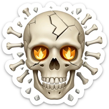 Explode skeleton head sticker