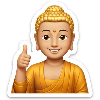 Buddha smiles and gives a thumbs up sticker