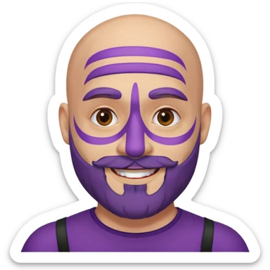 bald purple bearded man with face paint sticker