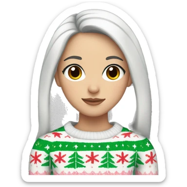 White girl with black hair wearing a Pastel Christmas sweater sticker