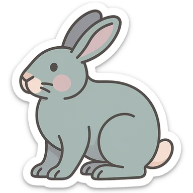Create an icon-color-outlined style illustration of a rabbit as the symbol of the year according to Feng Shui, in a Chinese Eastern style. Use thin, clean contours and soft rounded shapes. Apply a pastel palette with colors #98B5BC, #B5B3C1, #C9A3C9, #E4C0CA, #F7DCD1, #F7C0AA. Include detailed shadows and highlights with soft lighting. The background should be transparent. The style should be less cute and without decorative elements. The silhouette and appearance should match the provided reference. sticker