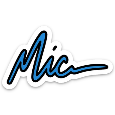 modern digital signature in blue ink, minimal sticker