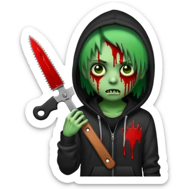 trap hood zombie emoji with saw and drip and emo sticker