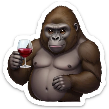 Gorilla with a wine sticker