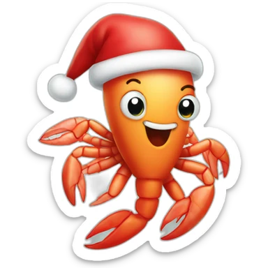 Funny shrimp dressed like santa claus sticker