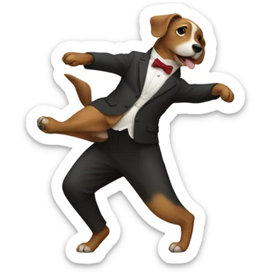 a dog doing the tango sticker