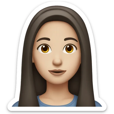 White girl with long dark brown hair and brown eyes  sticker