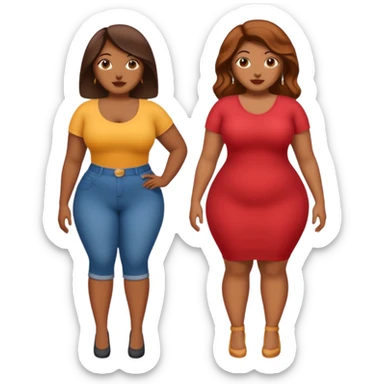 Two brown women both curvy with one a bit taller than the other  sticker