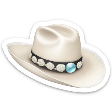 White cowgirl hat with seashell band sticker