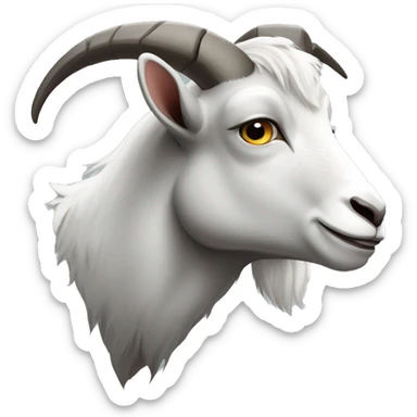 a diabolical grey and white goat sticker