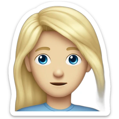Frowning blue-eyed teen-ager boy with long blond hair sticker